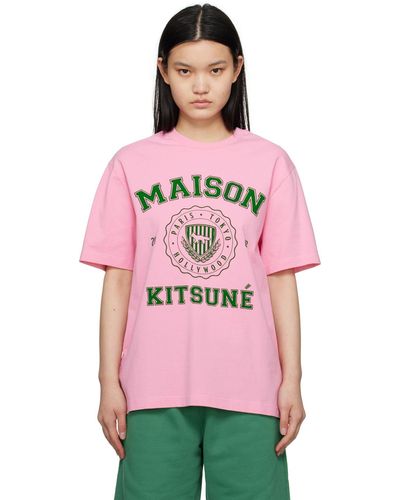 Maison Kitsuné Pink Hotel Olympia Edition Varsity T-shirt