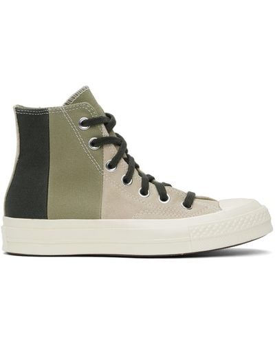 Converse Taupe & Green Chuck 70 Patchwork Suede Sneakers - Black