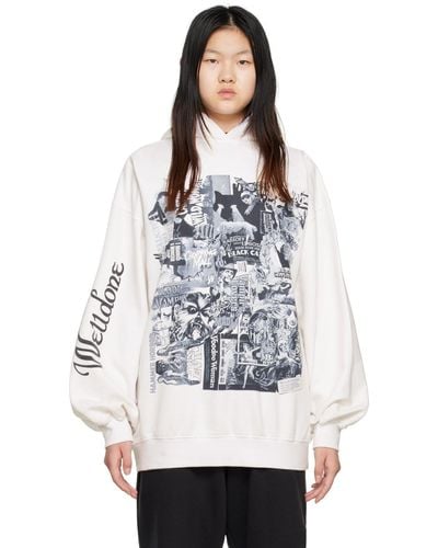we11done White Horror Collage Hoodie - Gray
