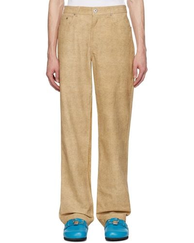 JW Anderson Beige Straight-fit Leather Trousers - Natural