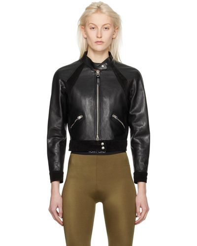 Tom Ford Black Cropped Leather Jacket