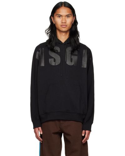 MSGM Pull à capuche noir à imprimé