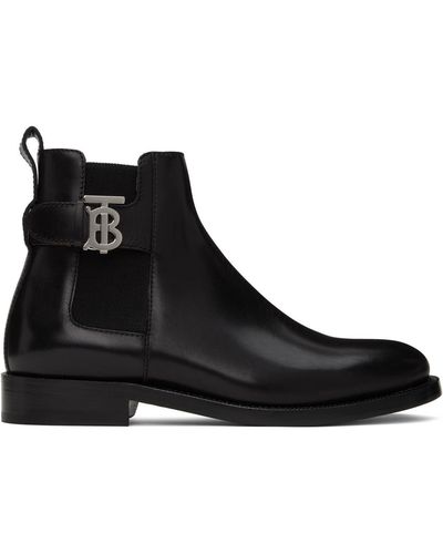 Burberry Bottes noires à ferrure à logo