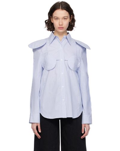 Pushbutton Chemise bleue à rayures - Blanc