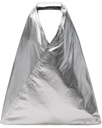 MM6 by Maison Martin Margiela Silver Classic Triangle Small Tote - Grey