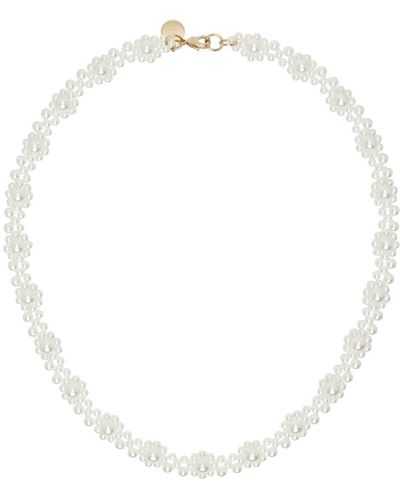 Simone Rocha Collier blanc à perles en forme de fleur