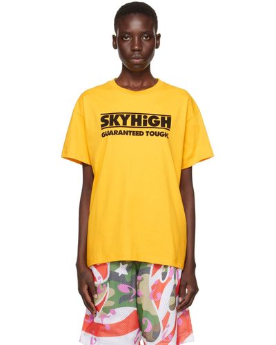 Sky High Farm T-shirt jaune à logo construction - Orange