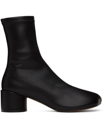 MM6 by Maison Martin Margiela Leather Ankle Boots - Black