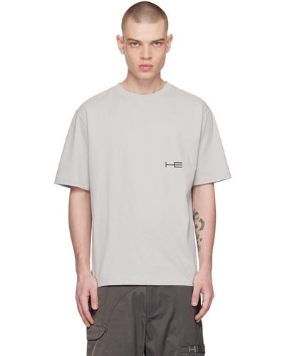 HELIOT EMIL T-shirt gris à logo imprimé