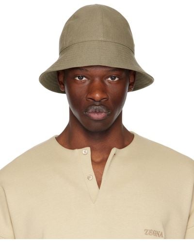 Zegna Taupe Oasi Lino Bucket Hat - Natural