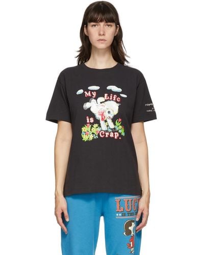 Marc Jacobs Black Magda Archer Edition 'my Life Is Crap' T-shirt