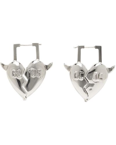 Gcds Silver Heartbreaker Earrings - Black