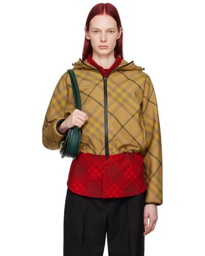 Burberry Check Jacket - Red