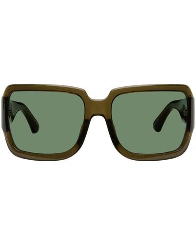 Dries Van Noten Khaki Linda Farrow Edition Oversized Sunglasses - Green