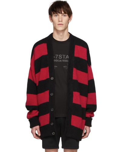 DSquared² Black And Red Striped Cardigan