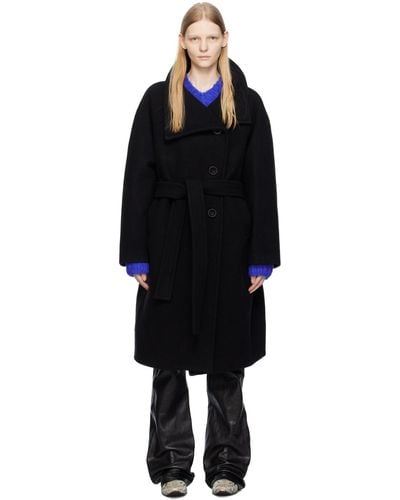 Acne Studios Manteau noir à ceinture