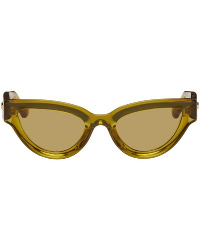 Bottega Veneta Brown Sharp Cat-eye Sunglasses - Green