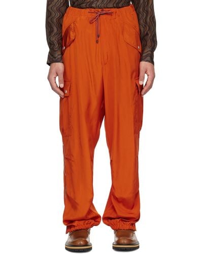 Dries Van Noten Orange Drawstring Cargo Trousers