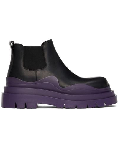 Bottega Veneta Black & Purple Low 'the Tire' Chelsea Boots
