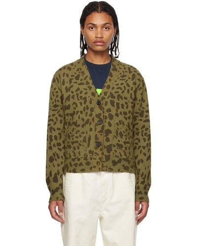 we11done & Brown Leopard Cardigan - Green