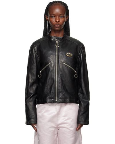 Acne Studios Distressed Leather Jacket - Black