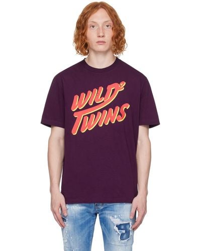 DSquared² Purple 'wild Twins' T-shirt - Red