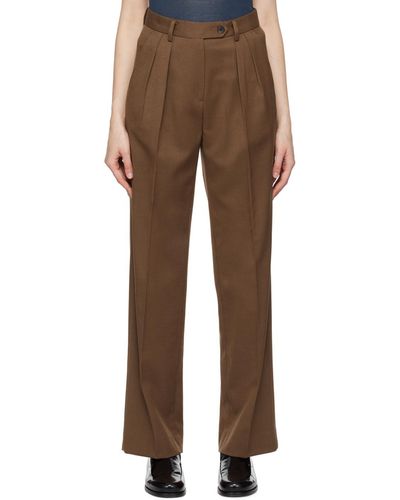 DUNST Semi-wide Trousers - Brown