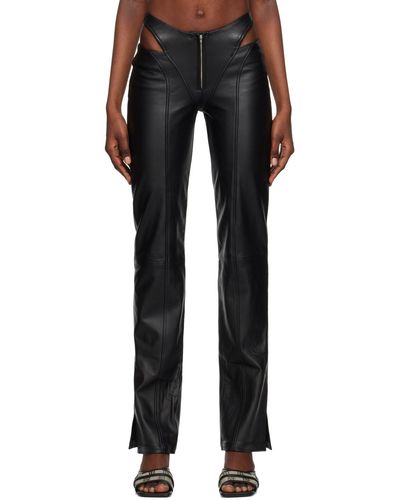 MISBHV Cut Out Leather Trousers - Black