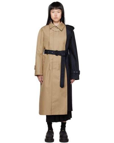 Sacai Trench et bleu marine à panneaux - Noir