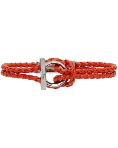 Ferragamo Red Braided Gancini Bracelet