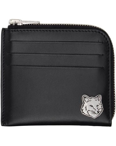 Maison Kitsuné Fox Head Zipped Wallet - Black