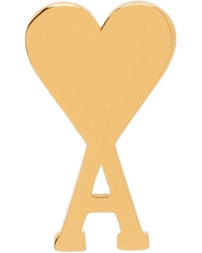 Ami Paris Gold Ami De Cœur Single Earring - Yellow