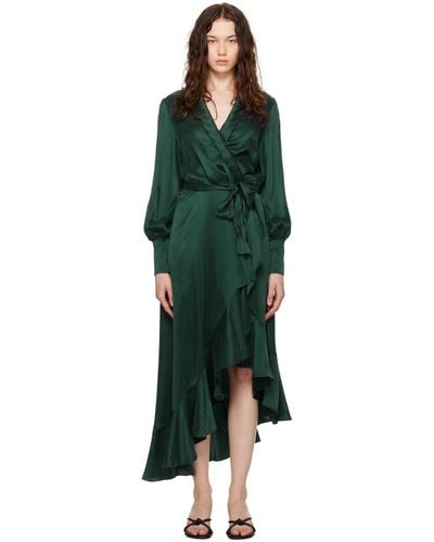 Zimmermann Green Wrap Midi Dress - Black
