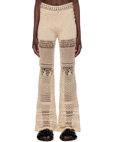 Rabanne Beige Beaded Trousers - Natural