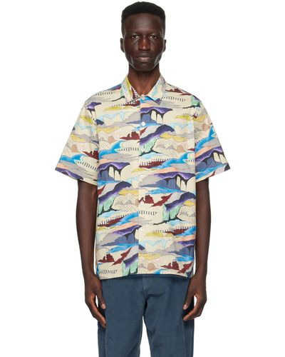 PS by Paul Smith Multicolour Graphic Shirt - Blue