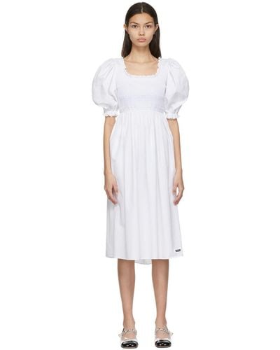 Miu Miu Poplin Mid-length Dress - White