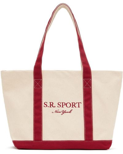 Sporty & Rich Off-white & Red 's.r. Sport' Tote