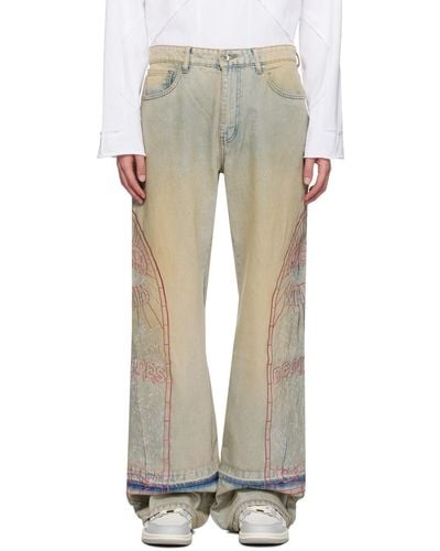 Who Decides War Embroidered Jeans - White