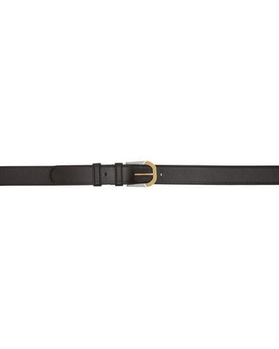 The Row Art Deco Box Calf Leather Belt - Black