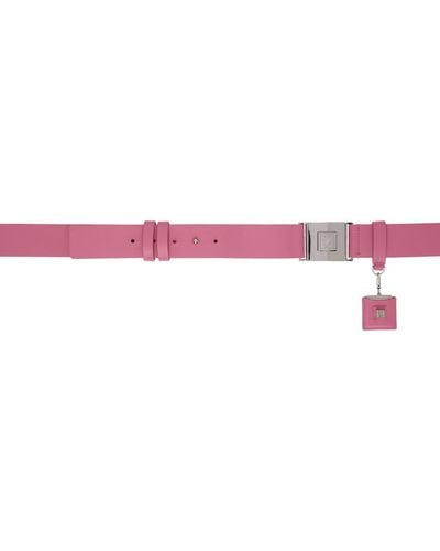 WOOYOUNGMI Pink Leather Button Belt - Black