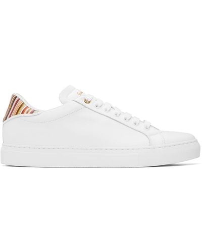 Paul Smith White Leather Beck Trainers - Black