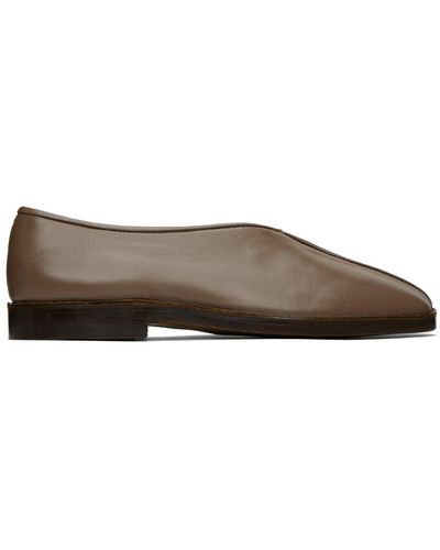 Lemaire Taupe Flat Piped Slippers - Black