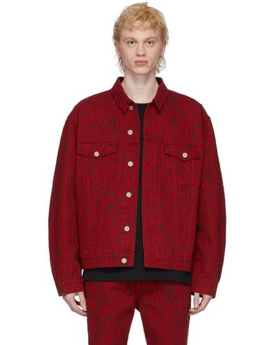 we11done Red Oversized Denim Zebra Print Jacket