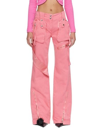 Blumarine Garment-dyed Denim Cargo Trousers - Pink