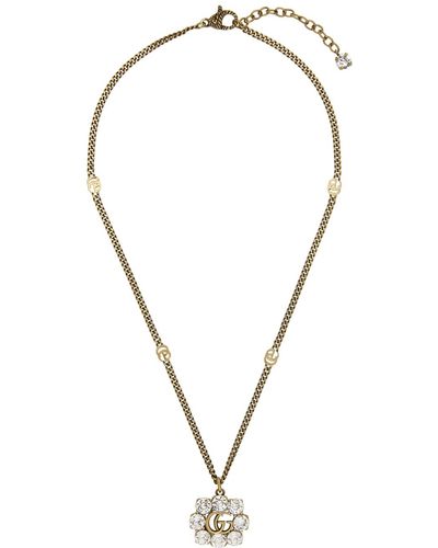 Gucci Crystal Double G Necklace - Black
