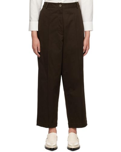 Cordera Pantalon brun à coutures pincées - Noir