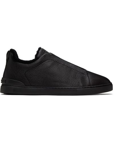 Zegna Triple Stitch leather sneakers - Noir