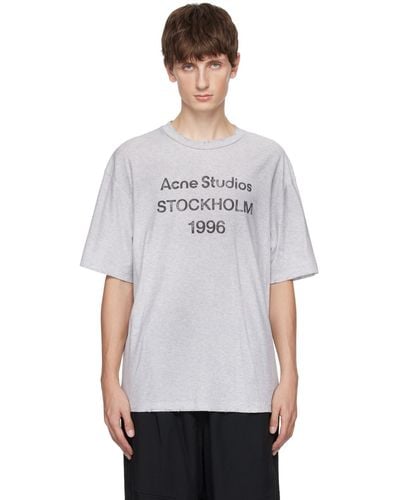 Acne Studios グレー ロゴプリント Tシャツ - ホワイト