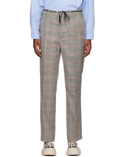 Marni Grey Check Trousers - Multicolour