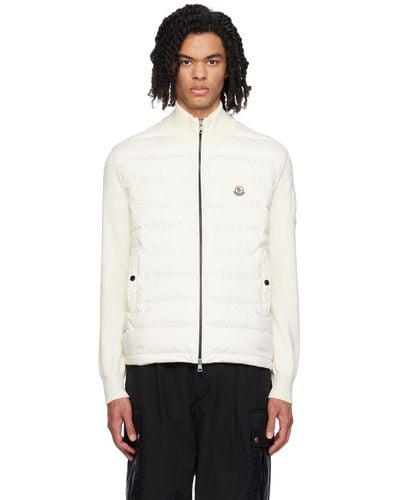 Moncler Off- Quilted Down Cardigan - White